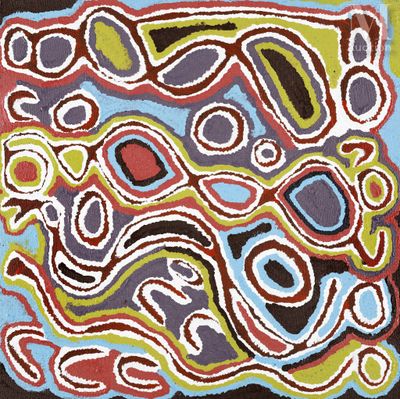 une image représentant une peinture aux motifs colorés sur fond noir