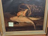a picture of a painting of a fish on a table