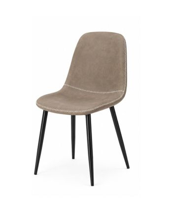 une chaise grise aux pieds noirs et à l'assise en cuir