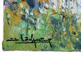 a painting of a group of people in a field