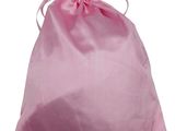 a pink satin drawsack bag with a drawsack on top