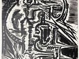 une image représentant un dessin en noir et blanc d'un homme tenant une raquette de tennis