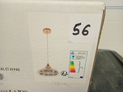 @@@ 2 suspensions métal et verre cuivre - NEUF EN CARTON - V…