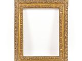 an old gold frame with a white background