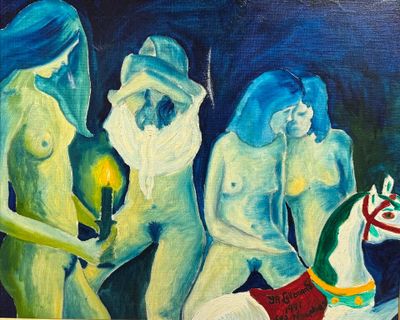 Lots de 5 huiles sur toile. La plus grande 75 x 62 cm. - Photo 1