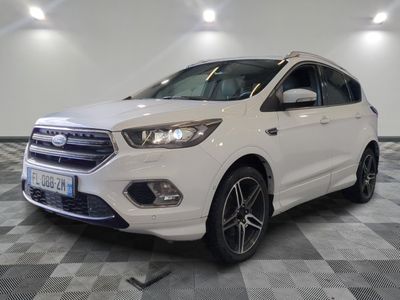 the white ford kuga is parked on a checkered floor