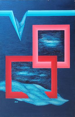 a painting of a picture of a whale in the ocean