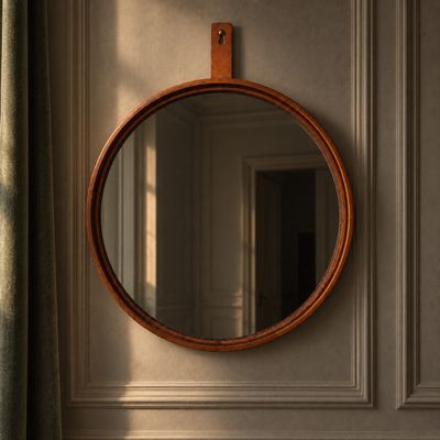 un miroir accroché au mur d'une pièce