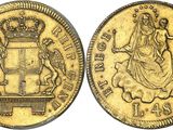 a gold sovereign coin with a crown on top of it