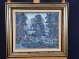 a picture of a painting hanging on a easel