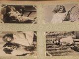 a book with pictures of a woman and a cat on it