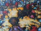 une peinture représentant un bouquet de fleurs dans un vase