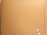 painting of a cat sitting in a box with a piece of cardboard on it