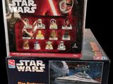 a box of star wars figurines on display
