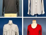four different styles of shirts on a mannequin display