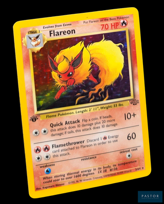 gros plan d'une carte pokemon sur fond noir