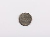 a close up of a coin on a white surface