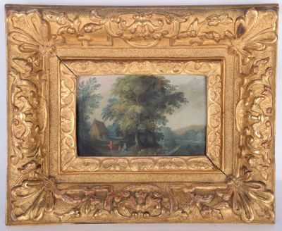 une image représentant un tableau de paysage avec une maison en arrière-plan