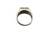 an image of a silver ring with black stones