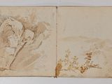 an old book with a drawing of a bird on it