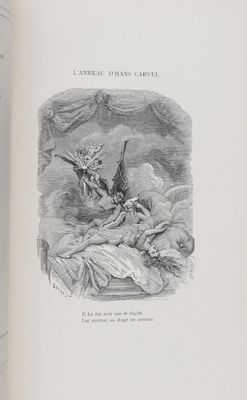 un vieux livre sur lequel figure le dessin d'un dragon et d'une femme allongée sur un lit