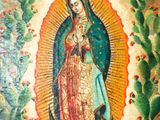an image of a painting of the virgin of guadalupe with a halo above her head