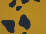 une affiche jaune et noire parsemée de taches noires