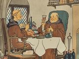 two men sitting at a table drinking wine together