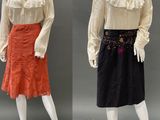 two mannequins dressed in different styles of clothing on a mannequin stand
