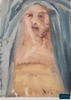un tableau représentant une femme portant un voile sur la tête