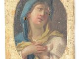 an old painting of a woman holding a baby in her arms