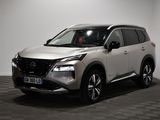 the white nissan suv is parked in a room with a checkered floor