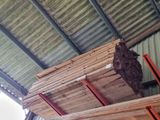 un gros tas de bois posé sur une étagère