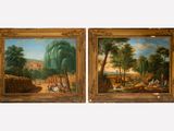 pair of 19th century oil paintings of a country landscape