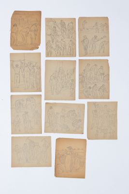 une image représentant un ensemble de dessins anciens sur un fond blanc