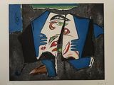 a picture of a painting of a man with a umbrella