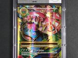 a close up of a pokemon card in a plastic case