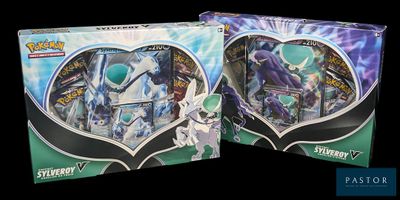 deux boîtes de cartes à collectionner Pokémon sur fond noir