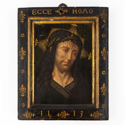 a painting of a man with a crown of thorns on his head