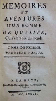 90.	[PREVOST (Abbé)]. Mémoires et Aventures d’un homme de Qu…