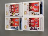 three boxes of pokemon trading cards are stacked on top of each other