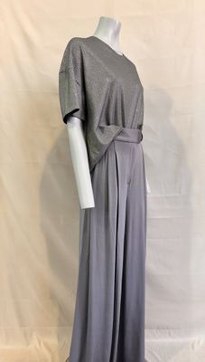 a mannequin wearing a grey dress with a belt on a mannequin mannequin mannequin mannequin mannequin mannequin mann
