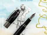 a picture of a fountain pen and a pen with a drawing of a man on it