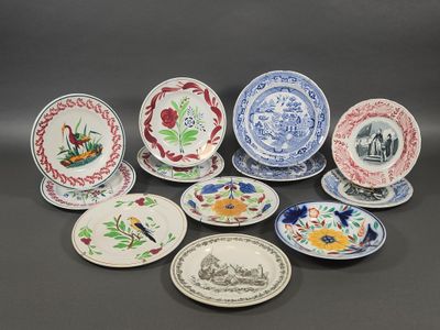 six plates with different designs and designs on them on a table