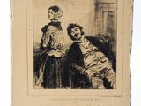 une vieille photo représentant une femme et un homme assis sur un canapé