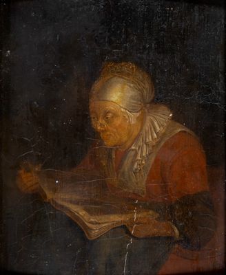 Gérard DOU, dans le goût de, Femme à la lecture, Huile sur p…