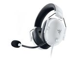 un gros plan d'un casque avec un micro sur fond blanc
