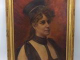 portrait d'une femme en robe noire et chapeau