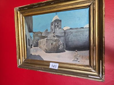 a picture of a painting hanging on a red wall