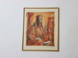 painting of a man in a red robe holding a sword